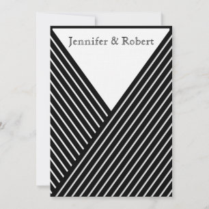 Faire-part de mariage Art déco noir et blanc