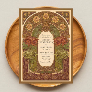 Faire-part de mariage Art nouveau en fleurs automn