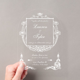 Faire-part de mariage Art Nouveau sur Acrylique Cl