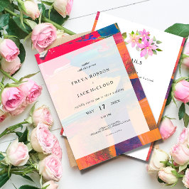Faire-part de mariage artistique colorée tout en u