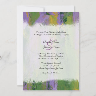 Faire-part de mariage artistique violet vert