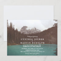 Faire-part de mariage au bord d'un lac de montagne