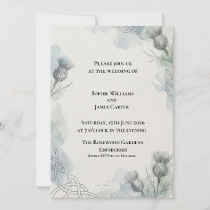 Faire-part de mariage au brin d'eucalyptus gris-bl