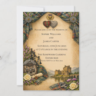 Faire-part de mariage au chardon Cœurs celtiques T
