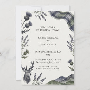 Faire-part de mariage au chardon violet