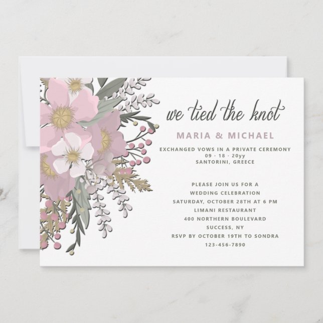 Faire-part de mariage au Cornouiller rose (Devant)