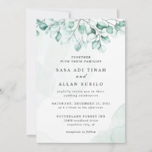 Faire-part de mariage au eucalyptus vert