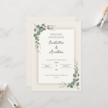 Faire-part de mariage au eucalyptus vert sauge
