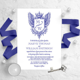 Faire-part de mariage au monogramme du blason roya