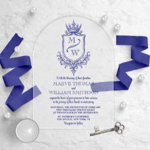 Faire-part de mariage au monogramme du blason roya