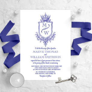 Faire-part de mariage au monogramme du blason roya
