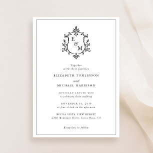 Faire-part de mariage au monogramme Elegant Crest