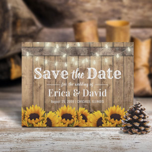 Faire-part de mariage au Tournesol Rustique & Lumi