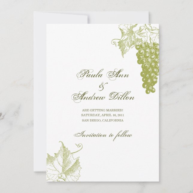 Faire-part de mariage au vignoble (Devant)