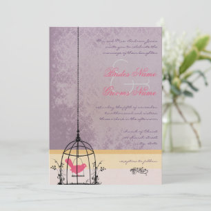 Faire-part de mariage Aubergine Cage à Oiseaux Vin