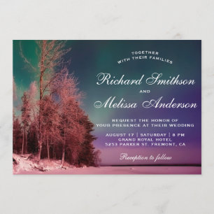 Faire-part de mariage aurora Forest Northern Light