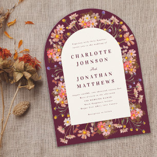 Faire-part de mariage automnal avec arche florale 
