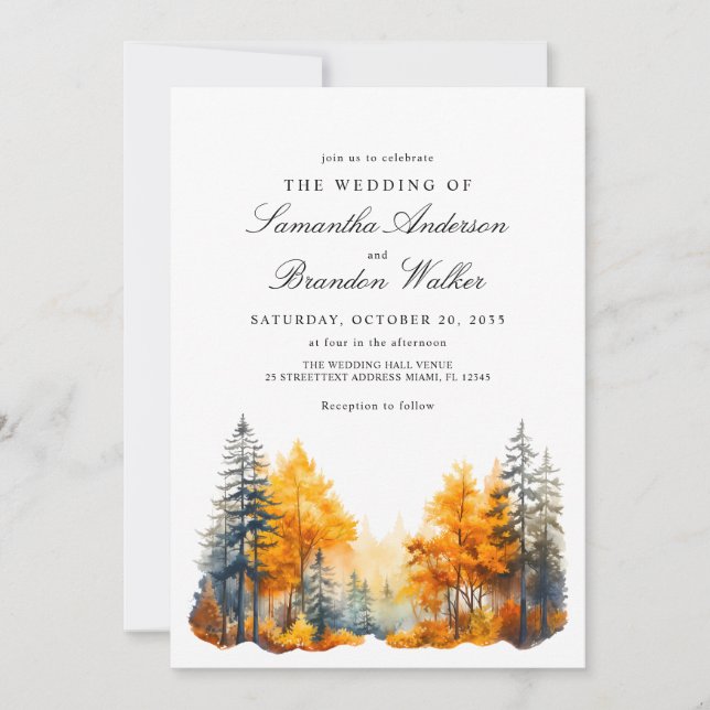 Faire-part de mariage Automne Bois (Devant)