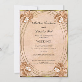 Faire-part de mariage automne couleurs fleurs or