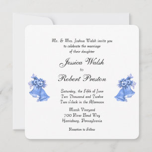 Faire-part de mariage aux cloches bleues