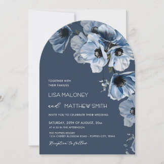 Faire-part de mariage aux délicates fleurs bleues