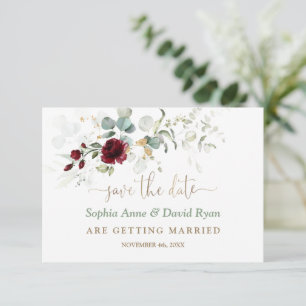 Faire-part de mariage aux fleurs de Bourgogne aqua