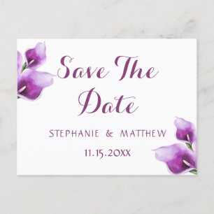 Faire-part de mariage aux fleurs de calla violette
