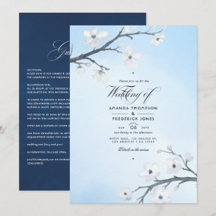 Faire-part de mariage aux fleurs de cerisiers blan