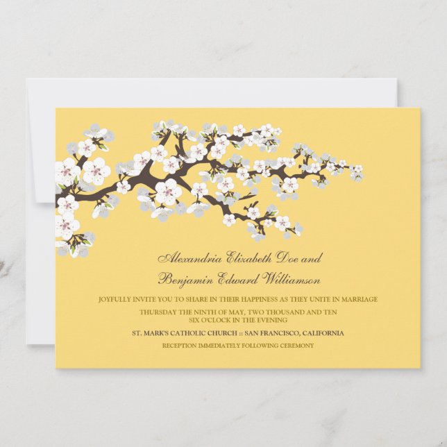 Faire-part de mariage aux fleurs de cerisiers (cit (Devant)