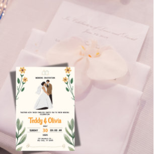 Faire-part de mariage aux fleurs sauvages