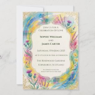 Faire-part de mariage aux fleurs sauvages écossais