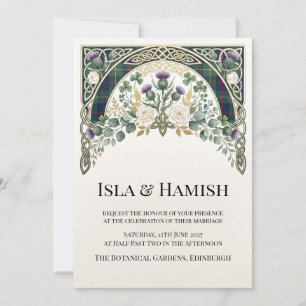 Faire-part de mariage aux fleurs sauvages écossais