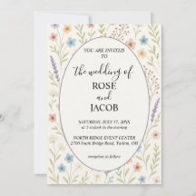 Faire-part de mariage aux fleurs sauvages romantiq