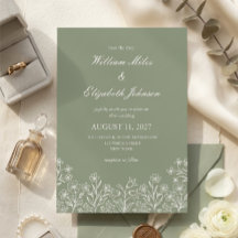 Faire-part de mariage aux fleurs sauvages vert sau