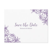 Faire-part de mariage aux pivoines lavande romanti