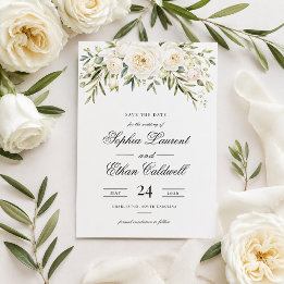 Faire-part de mariage aux Roses du Jardin Blanc