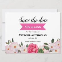 Faire-Part de Mariage aux Roses Roses Fleurs à l'A