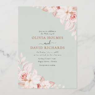 Faire-part de mariage aux roses roses pâles romant