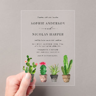 Faire-part de mariage aux succulentes et cactus en