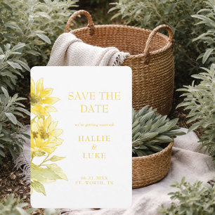 Faire-part de mariage aux tournesols à l'aquarelle
