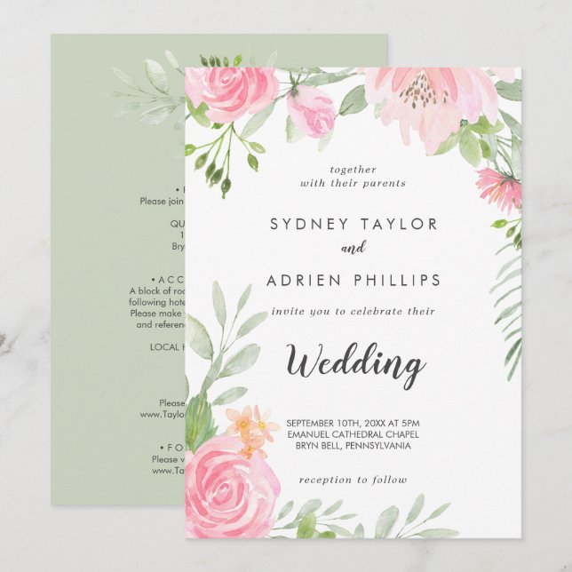 Faire-part de mariage avant et arrière du tourbill (Devant / Derrière)