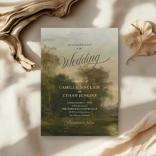 Faire-part de mariage avec art de paysage