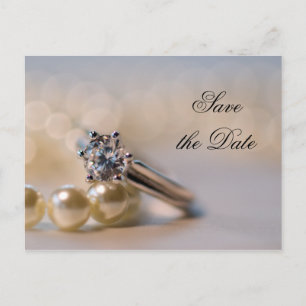 Faire-part de mariage avec bague en diamant et per