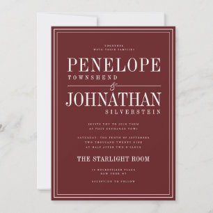 Faire-part de mariage avec bordure de texte en ser
