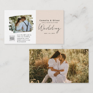 Faire-part de mariage avec code QR Champagne Blush