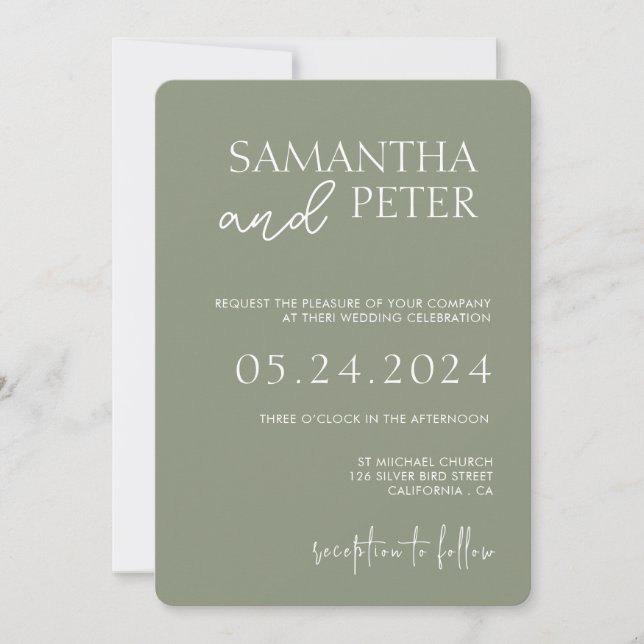Faire-part de mariage avec code QR, Mariage minima (Devant)