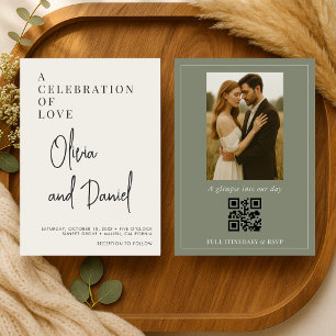 Faire-part de mariage avec code QR photo en écritu