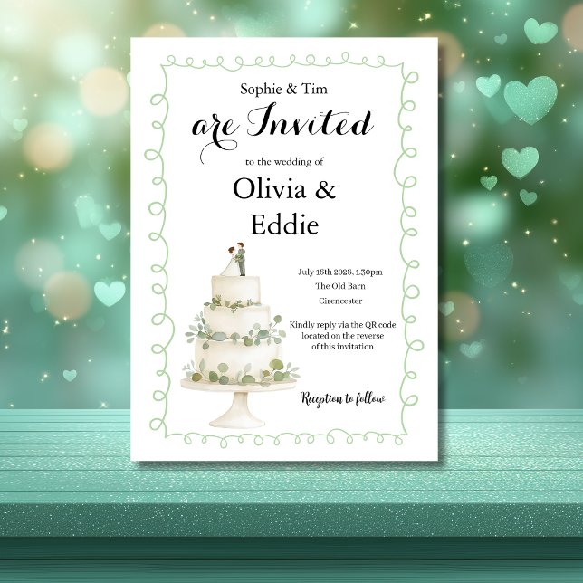 Faire-part de mariage avec code QR pour gâteau de  (Créateur téléchargé)