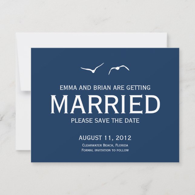 Faire-part de mariage avec colombes d'amour - Bleu (Devant)