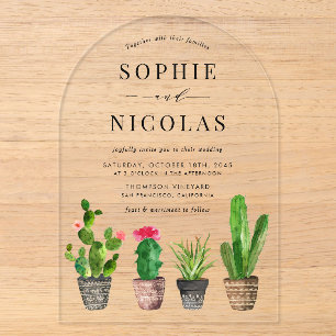 Faire-part de mariage avec des plantes grasses et